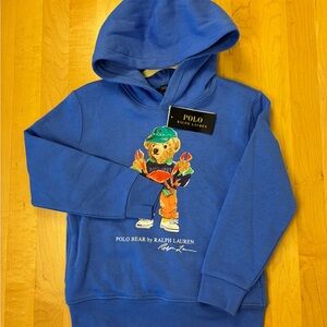 Polo by Ralph Lauren Kids Blue Hoodie with Bear Graphic